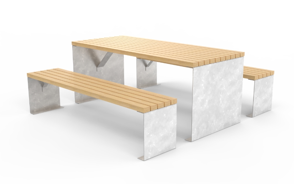 LINN picknickset staal & hout