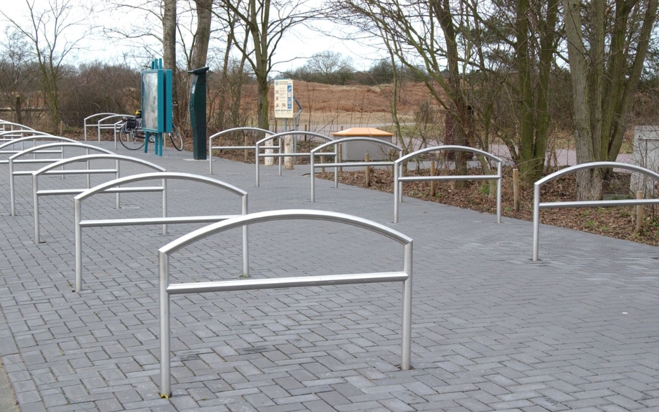 Arc fietsleunhek RVS met dwarsstang