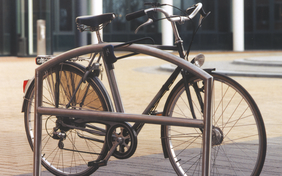Arc fietsleunhek RVS met dwarsstang
