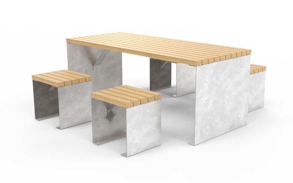 LINN picknickset staal & hout