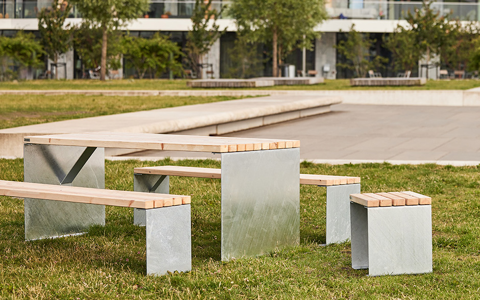 LINN picknickset staal & hout