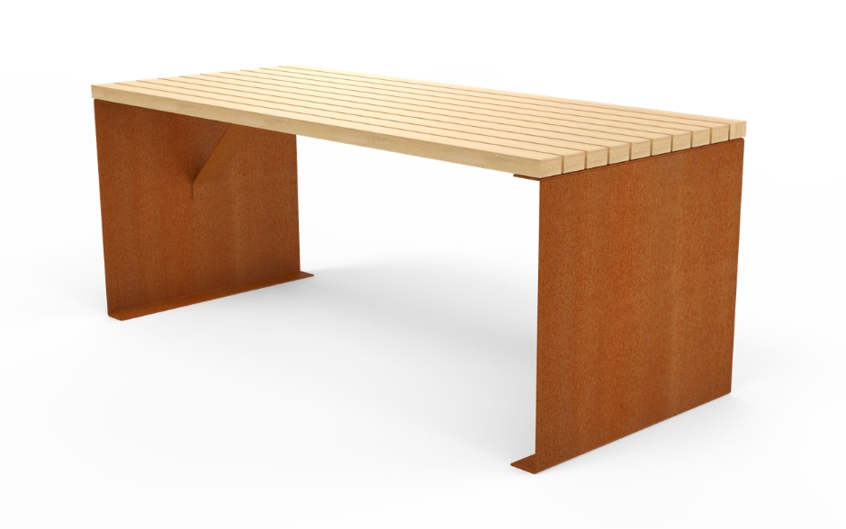 LINN tafel cortenstaal & hout