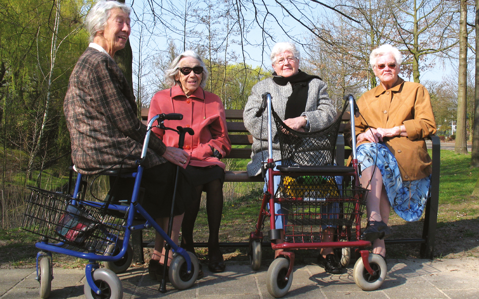 Vivanti ouderenbank hout met rugleuning met rollatorvoorziening 2+1-zits